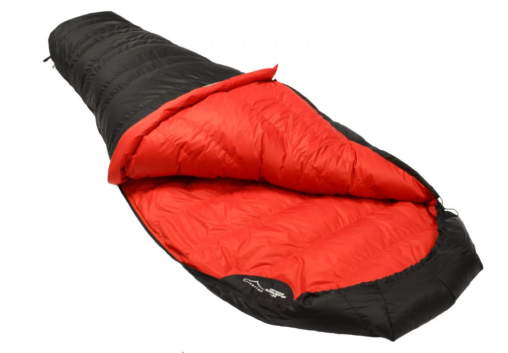 Down Sleeping Bags - Criterion Ultralight 350 (open) - Total Weight 765 gms; Temperature -3 °C