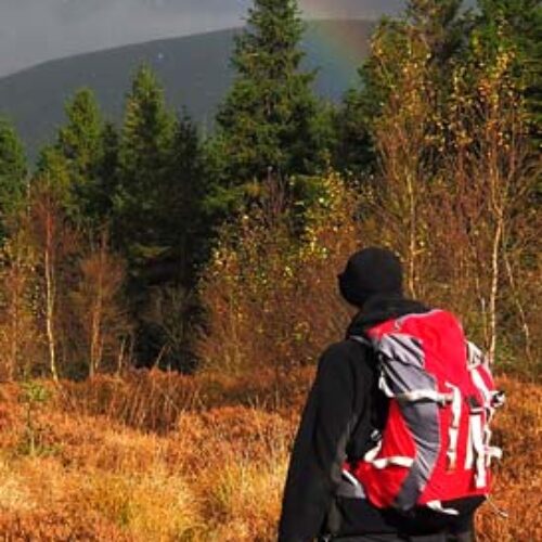 A rainbow over Beacon Fell Country Park in Lancashire, during a Criterion Sleeping Bags Product shoot. (Image credit www.mikeinkley.com)